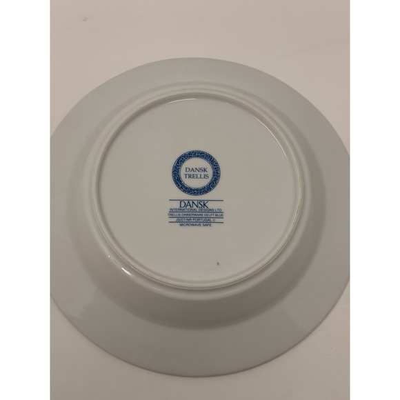 Dansk Trellis Delft Blue Rim Soup Bowl 8.75" Portugal VTG - Picture 13 of 16
